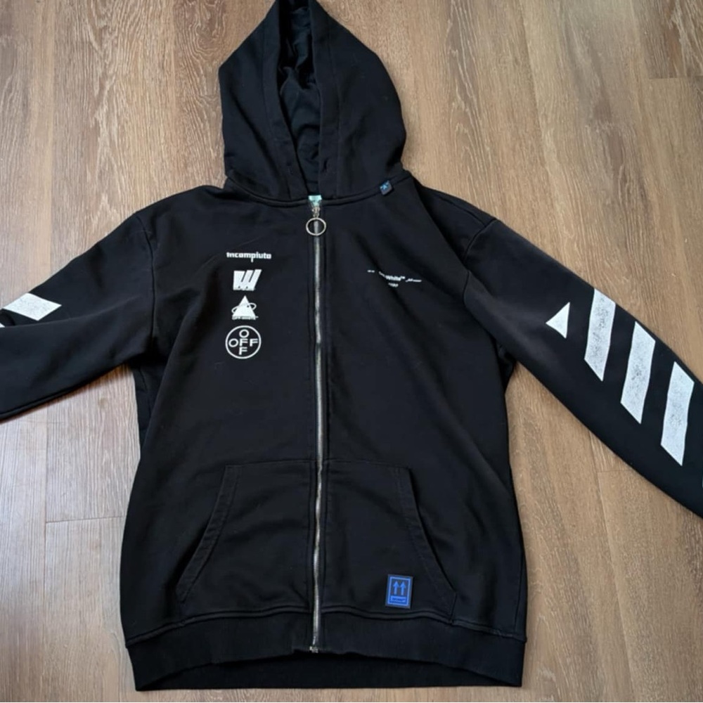 Off-White Black Jacket with Diagonal Stripes